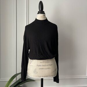 Garage black cropped mock neck long sleeve sweater